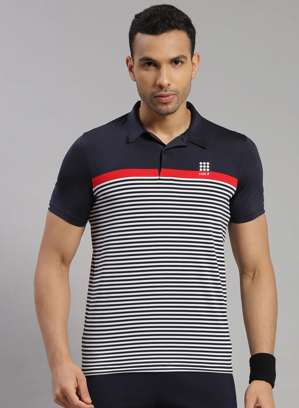 Rock.it Men Navy Blue & White Stripe T-Shirt - Image 2