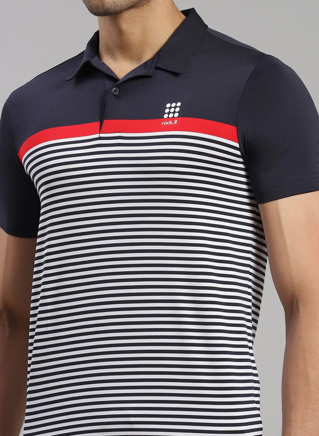 Rock.it Men Navy Blue & White Stripe T-Shirt - Image 6