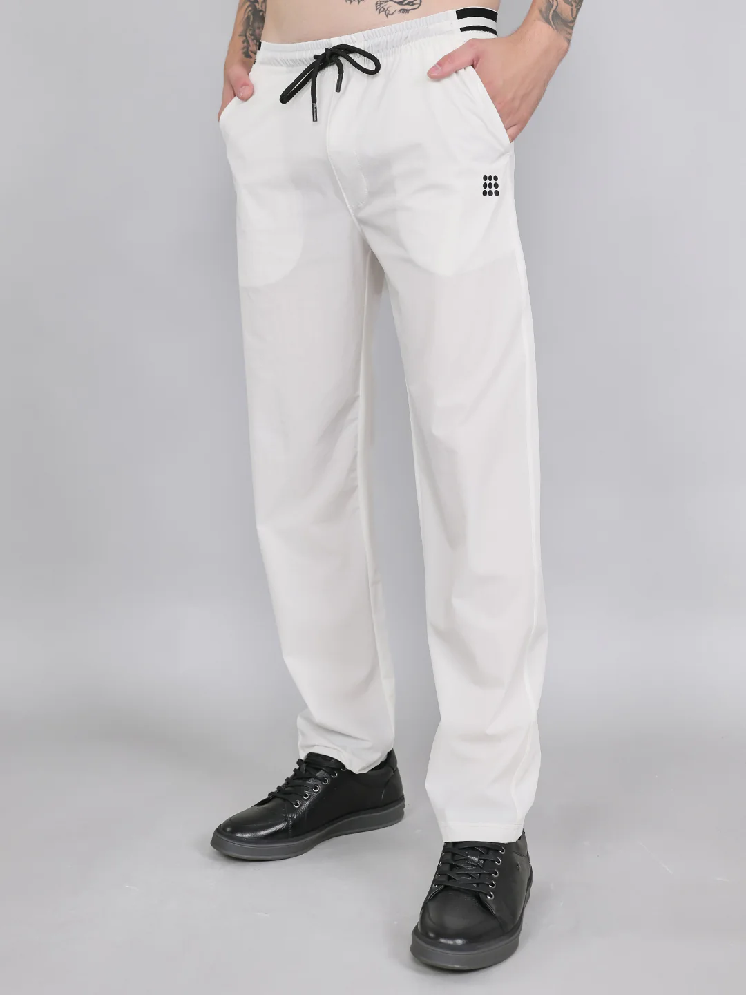 Rock.it Men Off White Solid Regular Fit Lower - Image 2