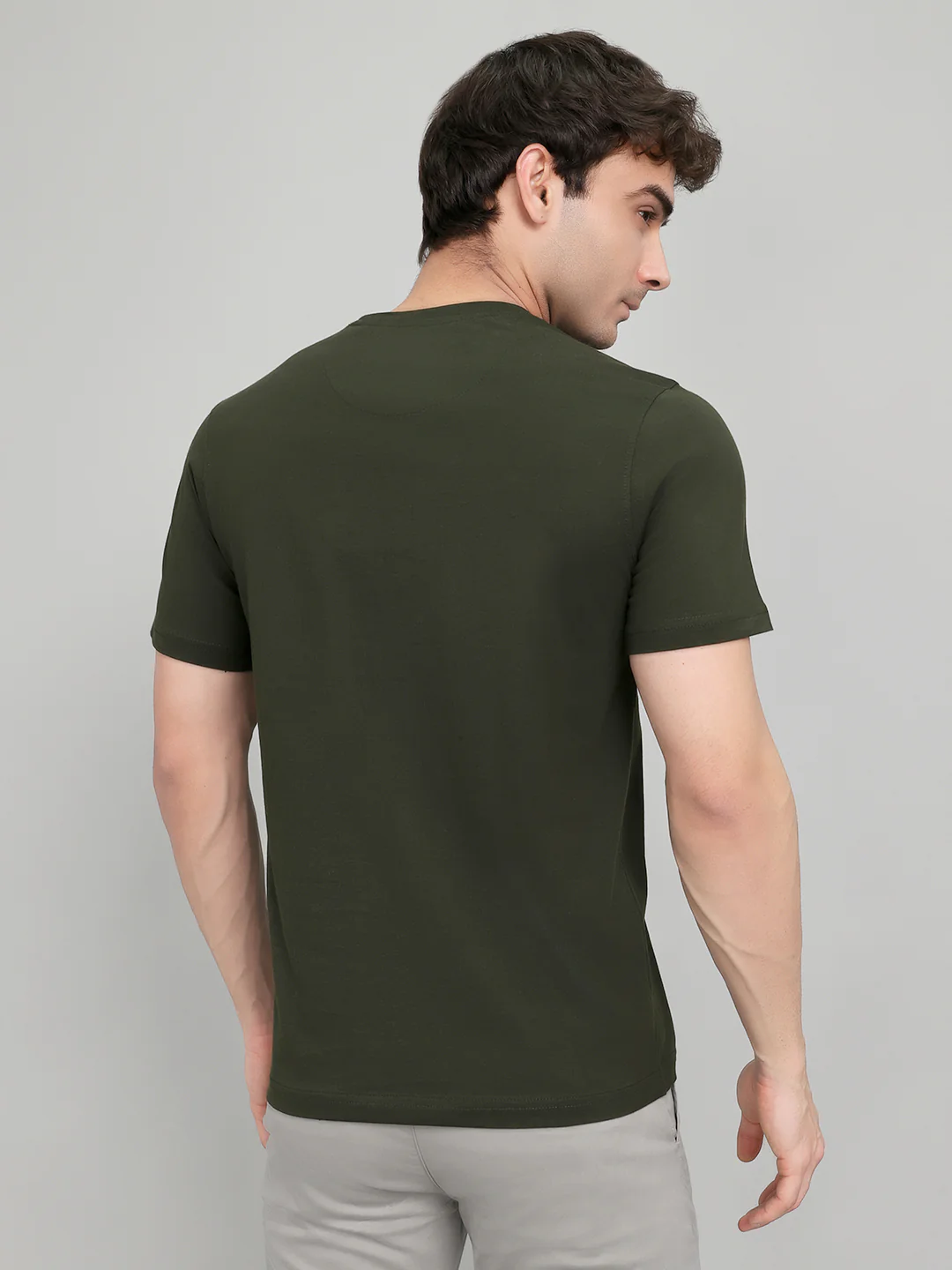 Rock.it Men Olive Printed Round Neck Half Sleeve T-Shirt - Image 4