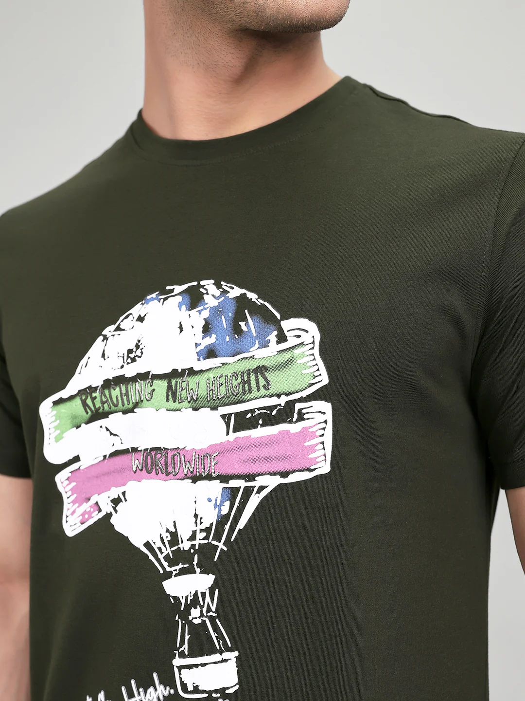 Rock.it Men Olive Printed Round Neck Half Sleeve T-Shirt - Image 5
