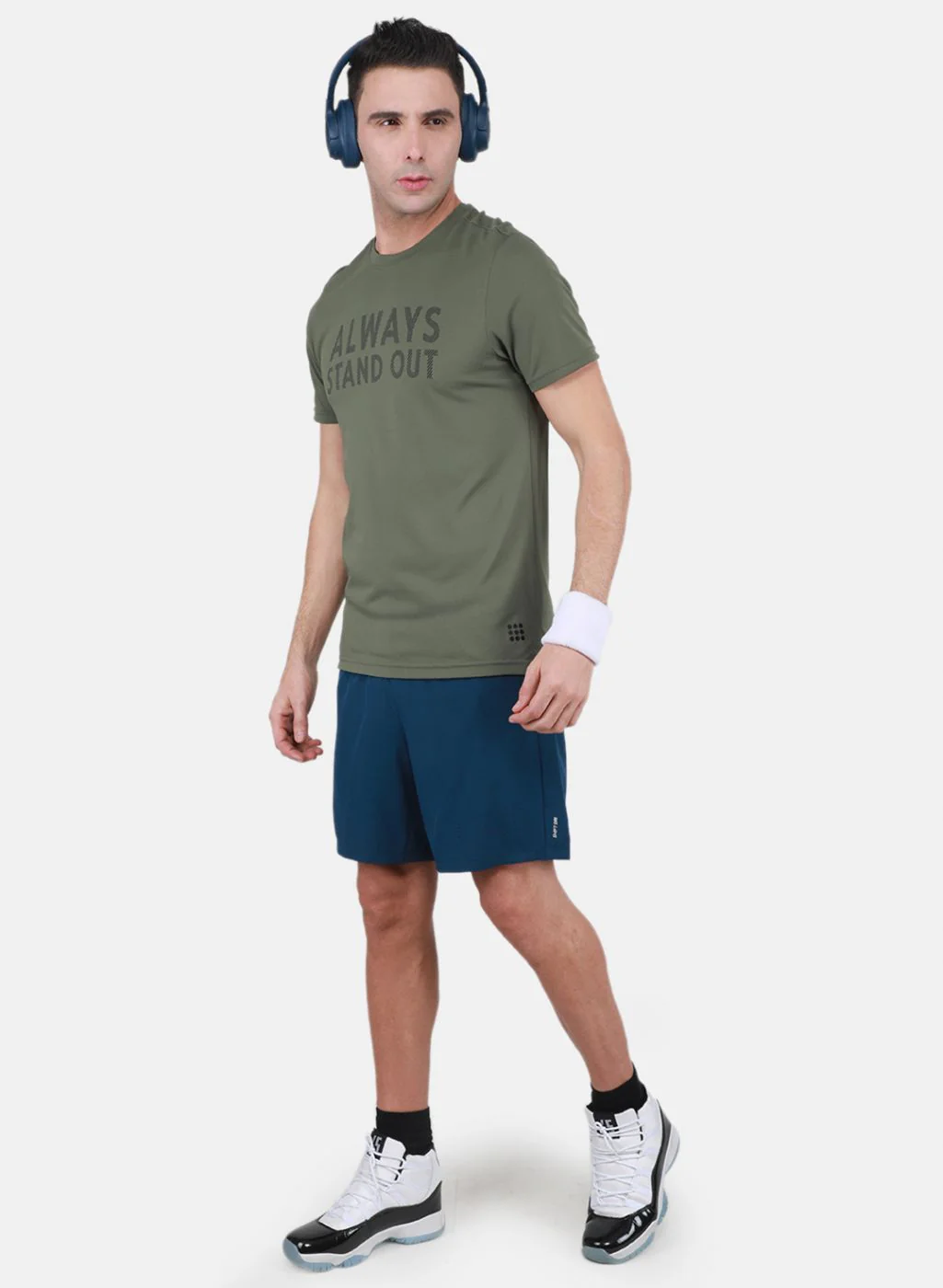 Rock.it Men Olive Self Design T-Shirt - Image 4