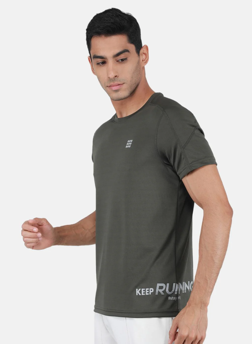 Rock.it Men Olive Self Design T-Shirt - Image 2