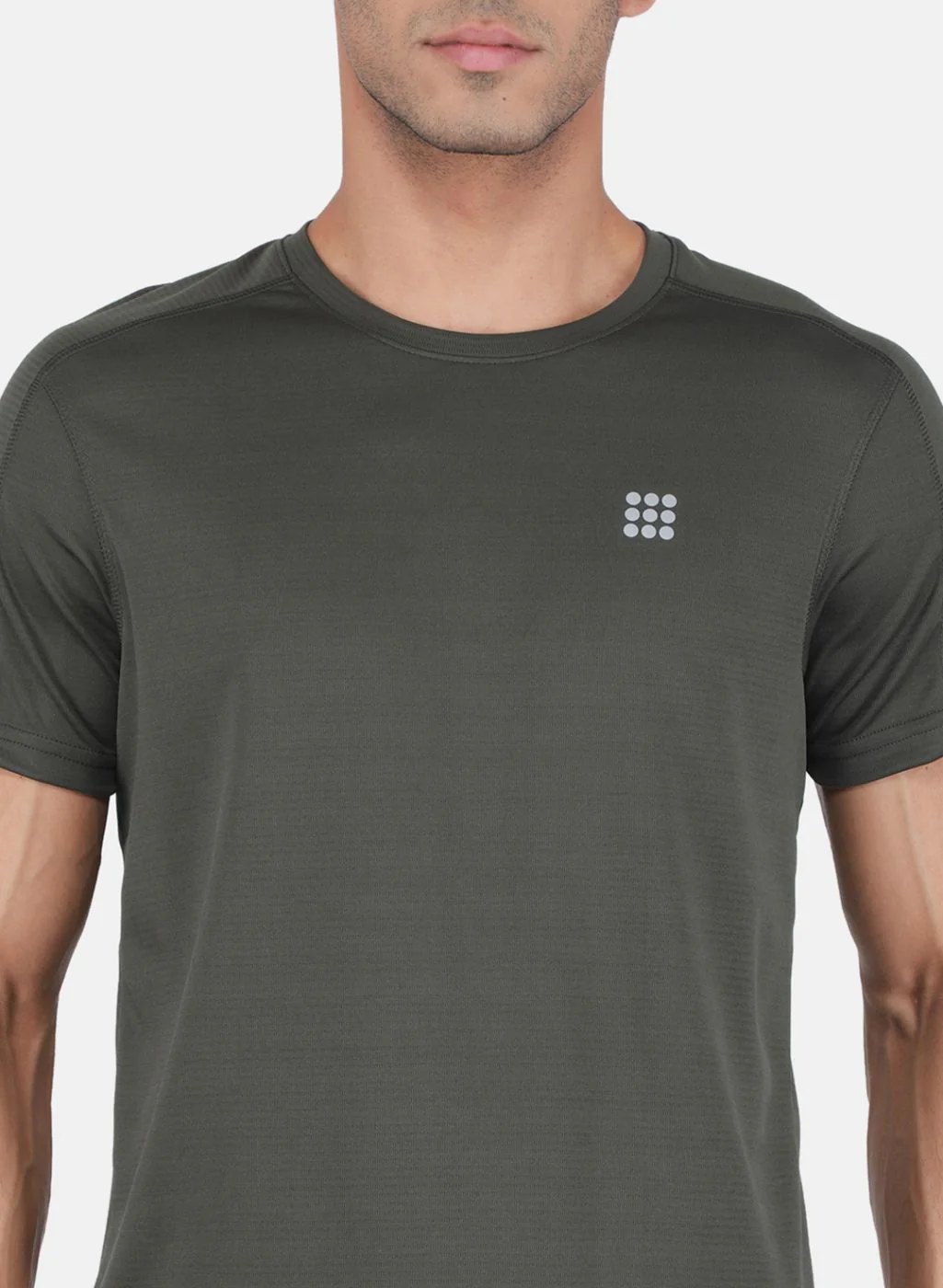 Rock.it Men Olive Self Design T-Shirt - Image 5
