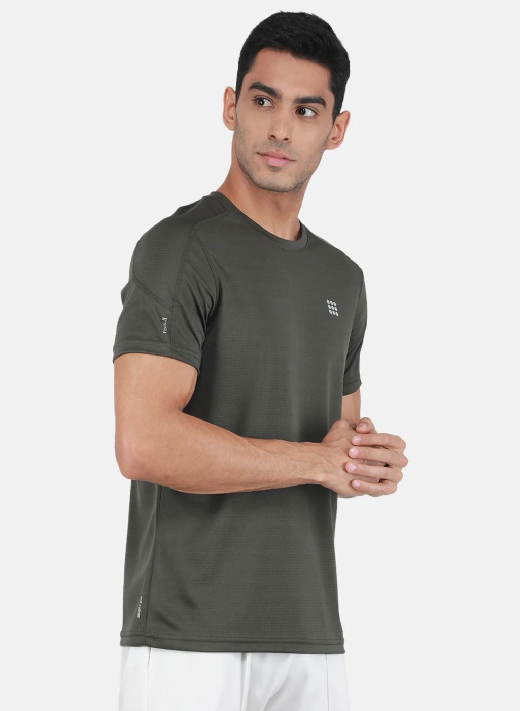 Rock.it Men Olive Self Design T-Shirt - Image 6