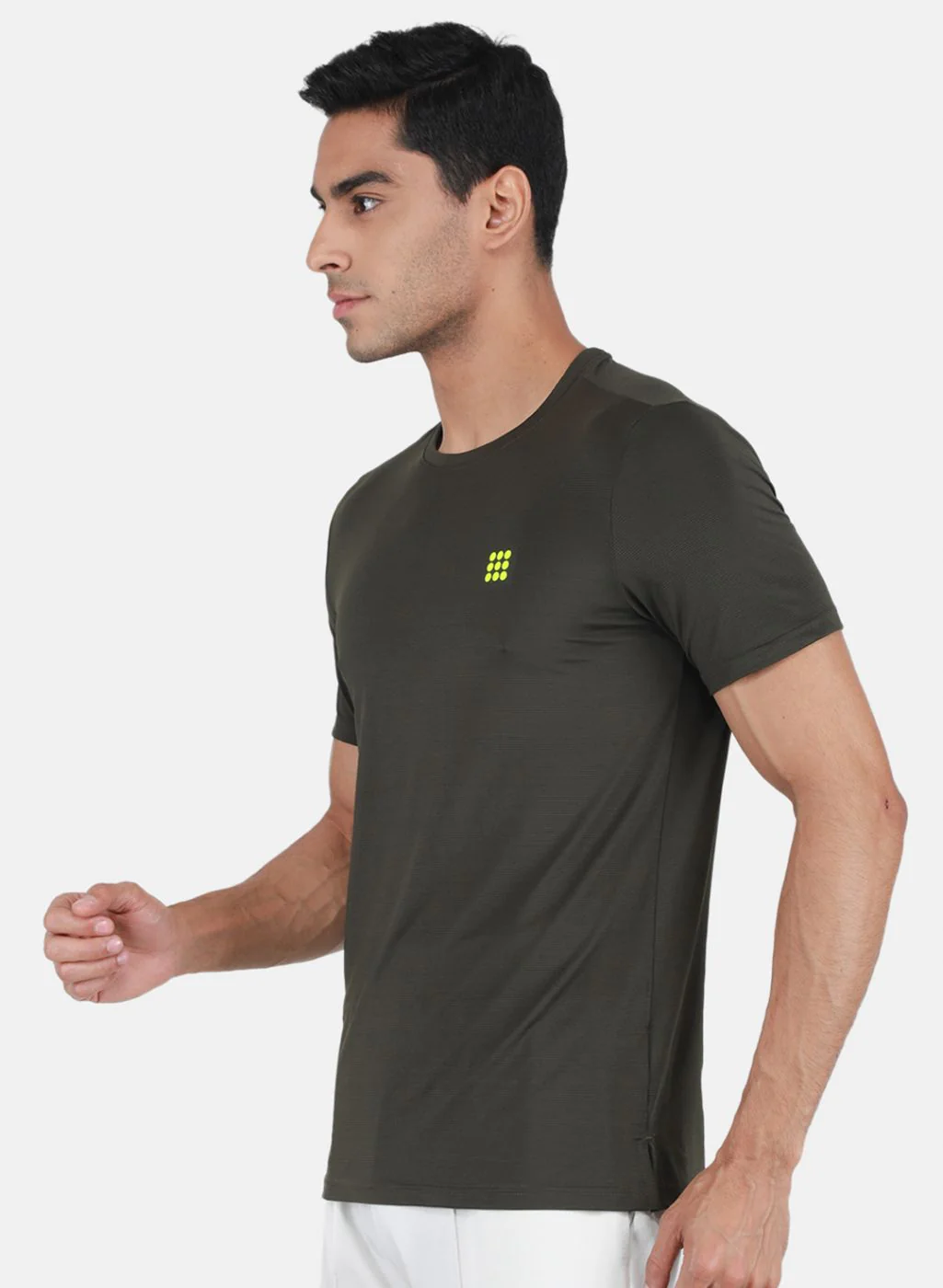 Rock.it Men Olive Self Design T-Shirt - Image 2