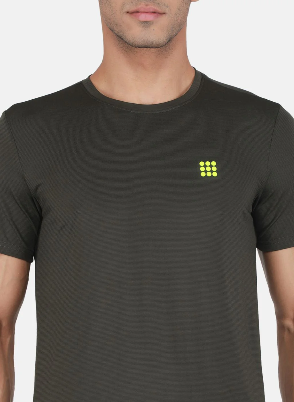 Rock.it Men Olive Self Design T-Shirt - Image 5