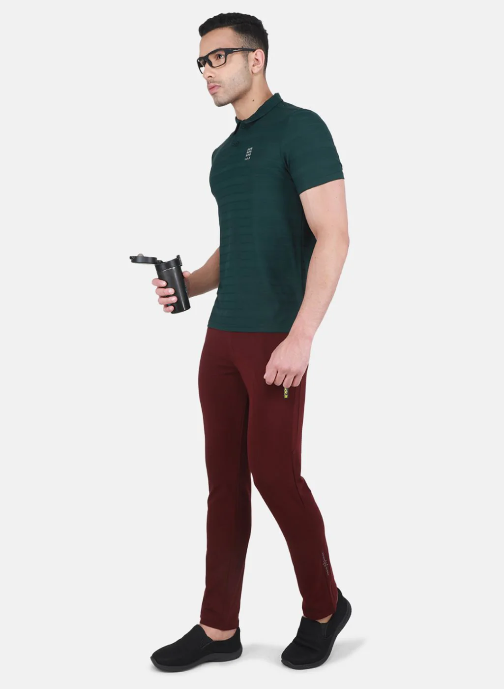 Rock.it Men Olive Self Design T-Shirt - Image 4