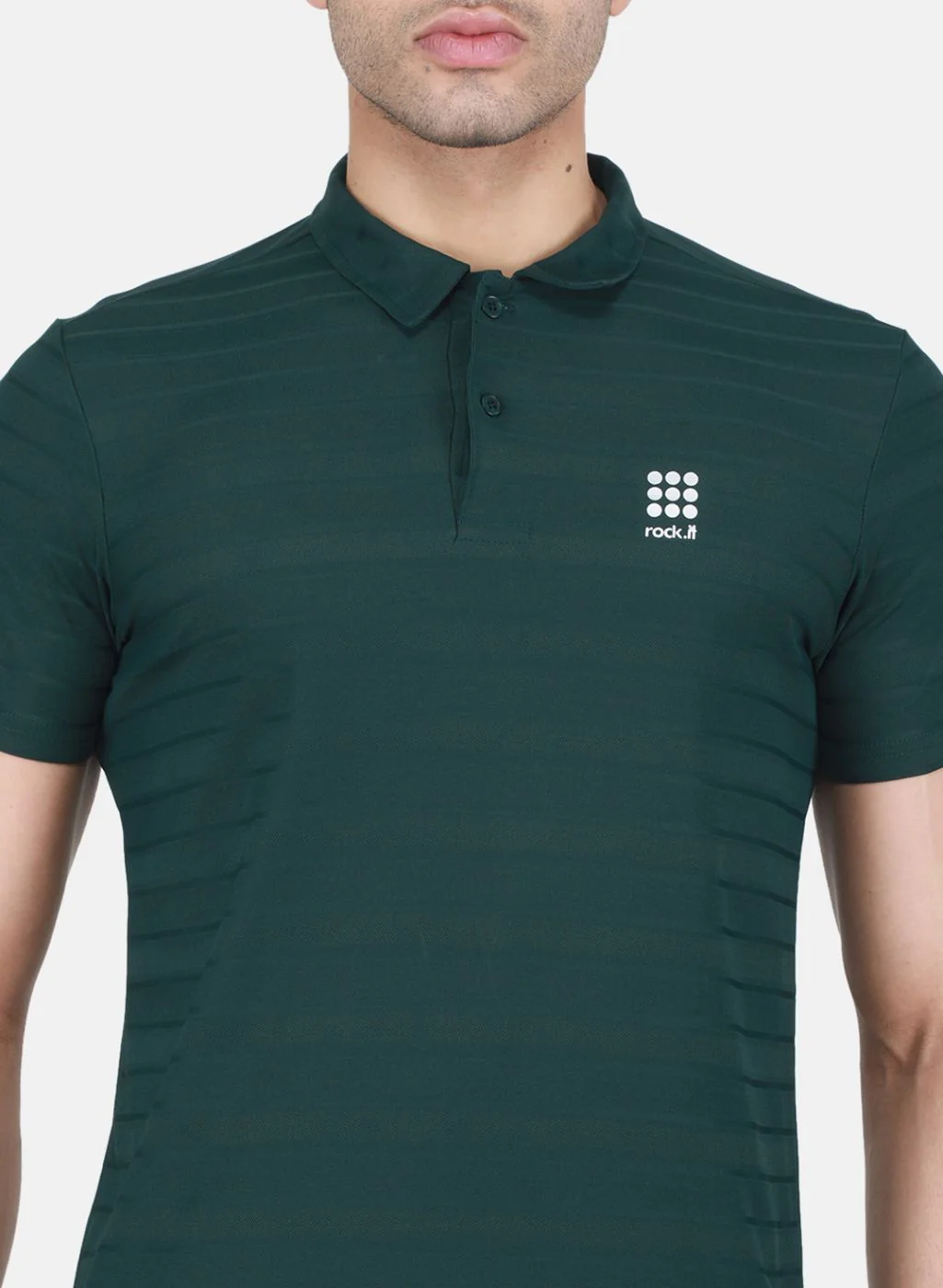 Rock.it Men Olive Self Design T-Shirt - Image 5