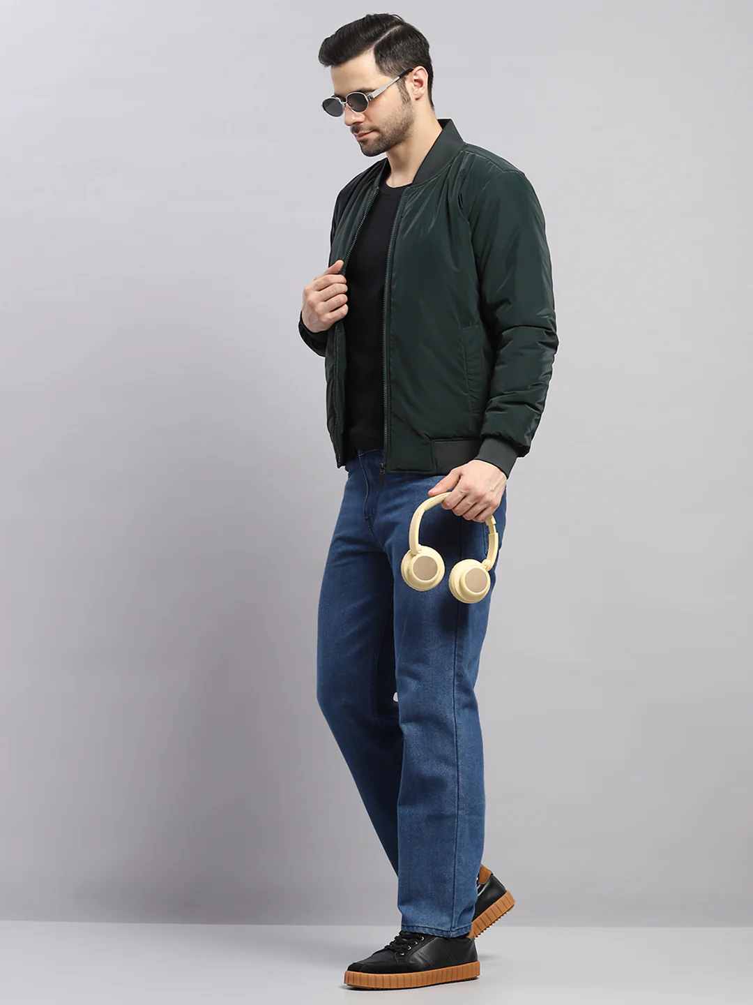 Rock.it Men Olive Solid Collar Full Sleeve Jacket - Image 2