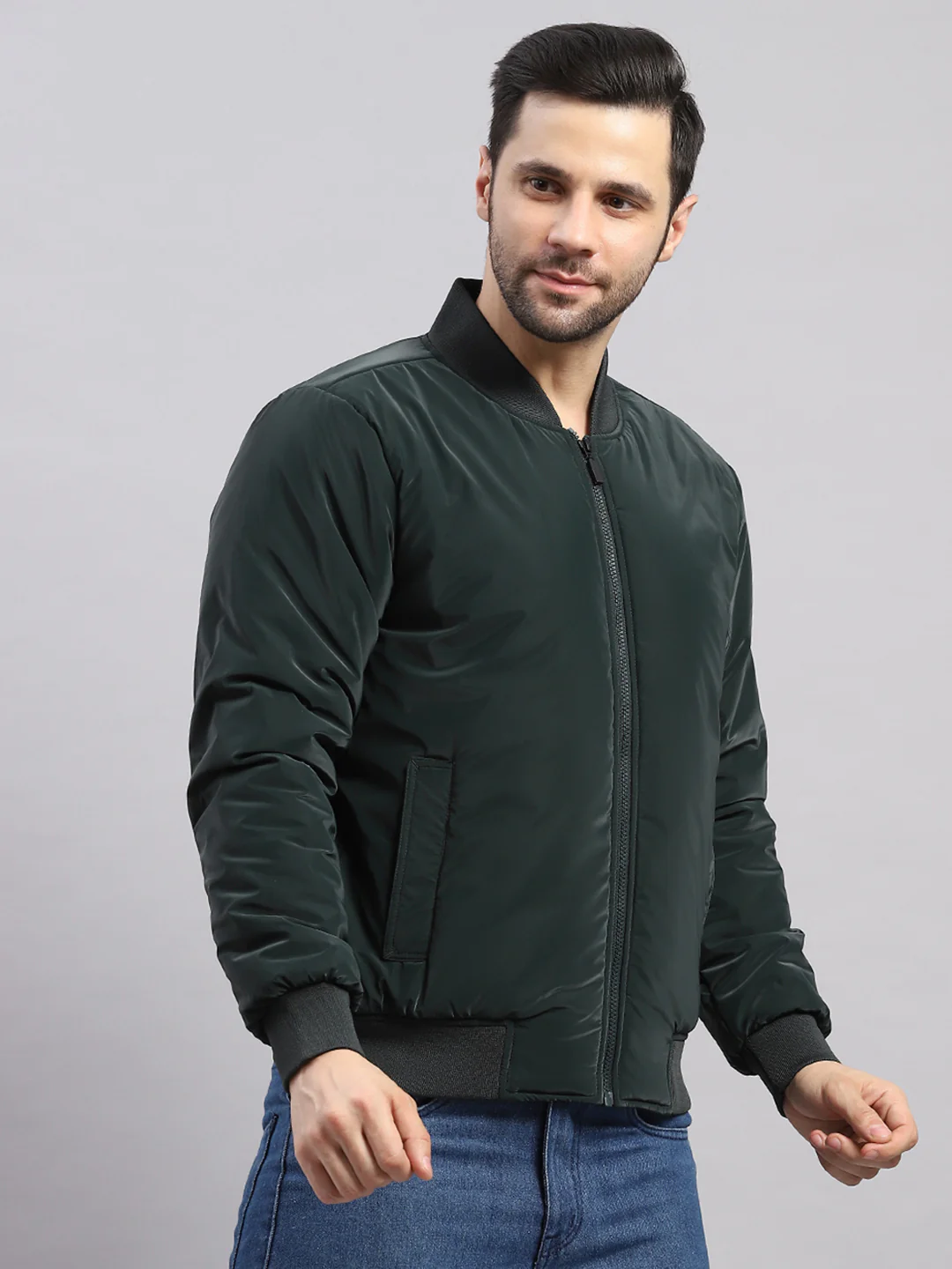 Rock.it Men Olive Solid Collar Full Sleeve Jacket - Image 4