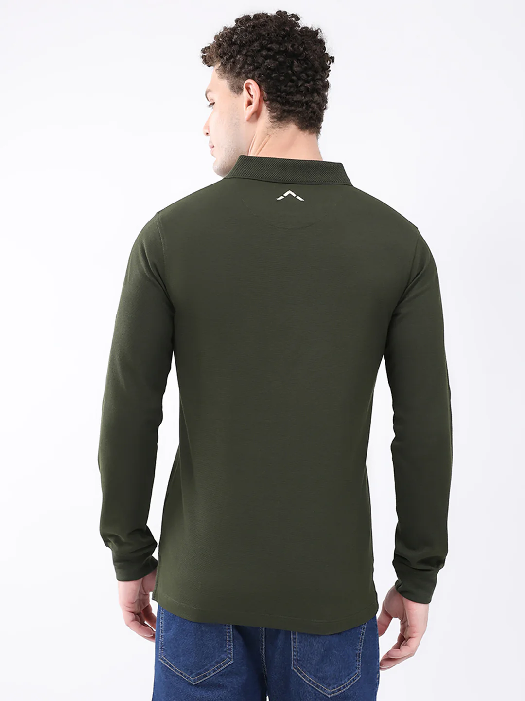 Rock.it Men Olive Solid Collar Full Sleeve Winter T-Shirt - Image 5