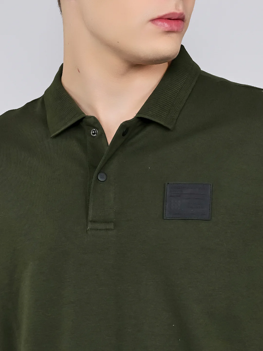 Rock.it Men Olive Solid Collar Half Sleeve T-Shirt - Image 5