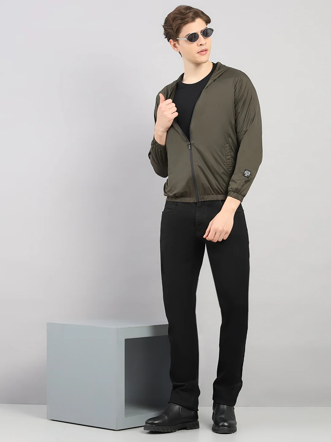 Rock.it Men Olive Solid Hooded Full Sleeve Jacket - Image 2