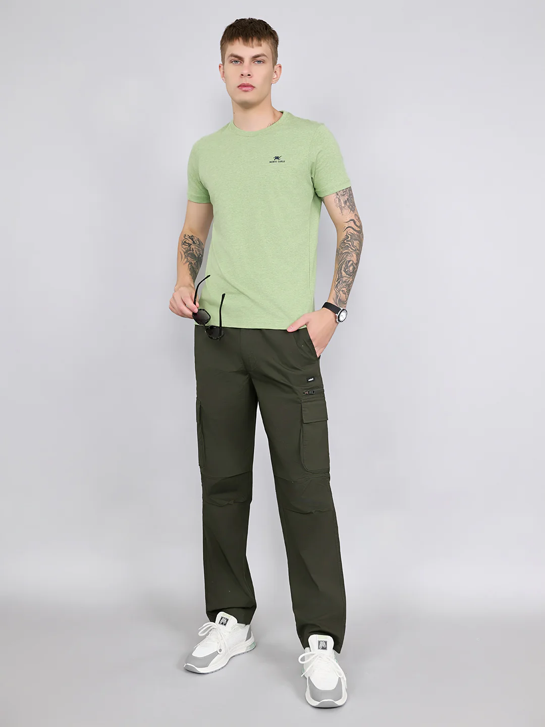 Rock.it Men Olive Solid Regular Fit Cargo - Image 6