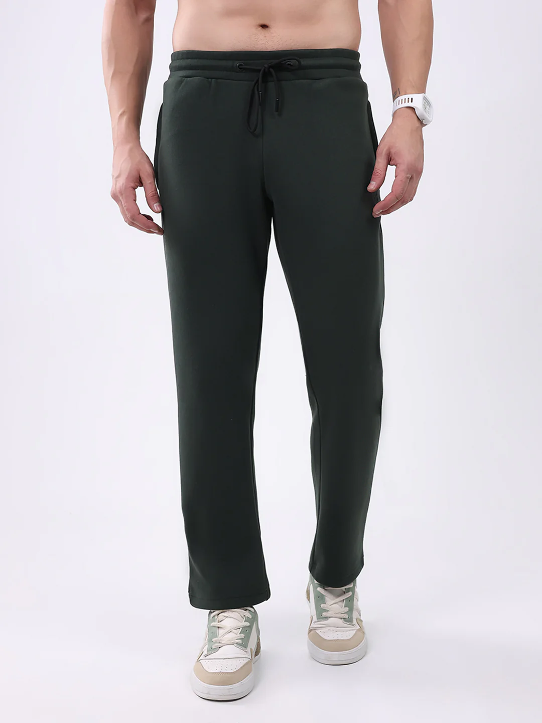Rock.it Men Olive Solid Regular Fit Winter Lower