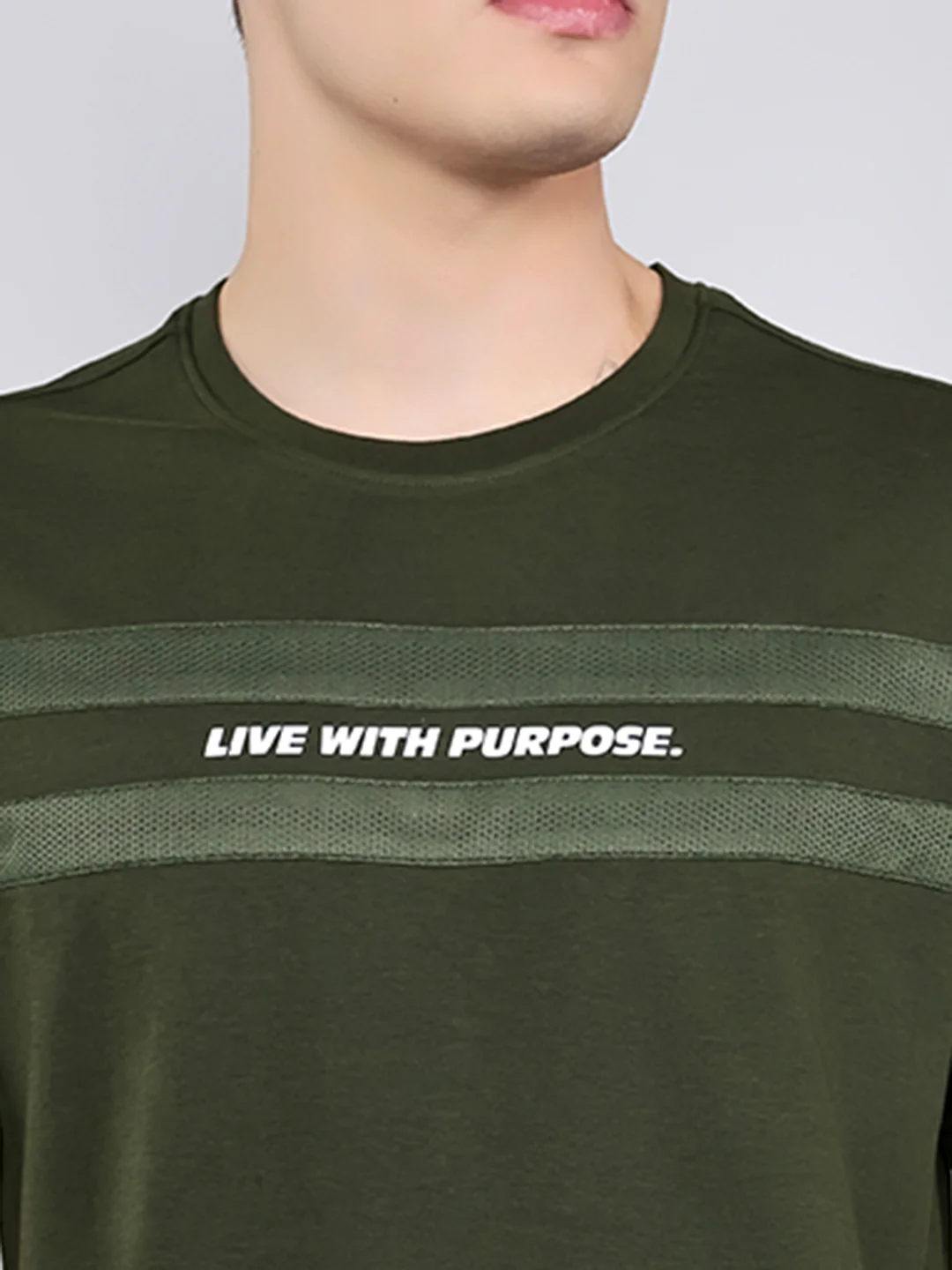 Rock.it Men Olive Solid Round Neck Half Sleeve T-Shirt - Image 5