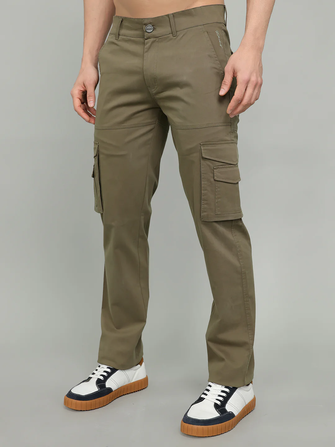 Rock.it Men Olive Solid Slim Fit Cargo - Image 2
