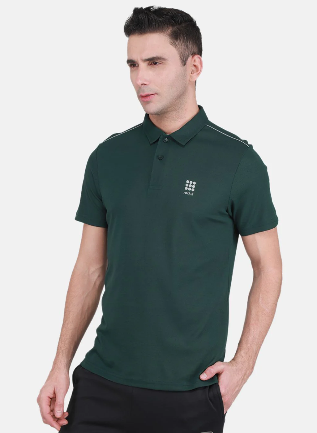 Rock.it Men Olive Solid T-Shirt - Image 2