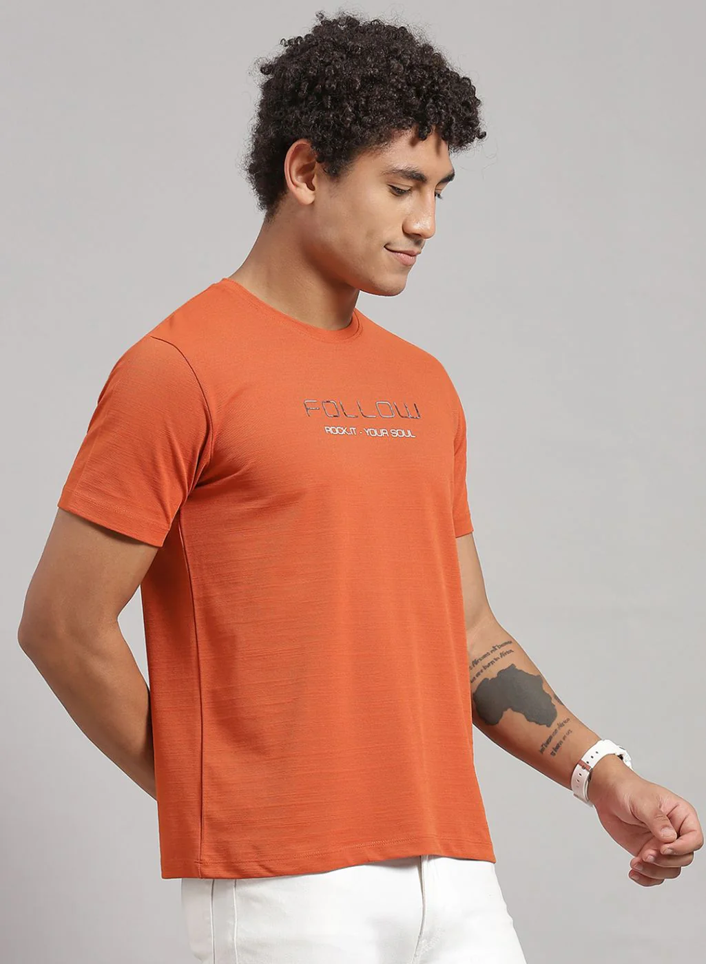 Rock.it Men Orange Printed T-Shirt - Image 3