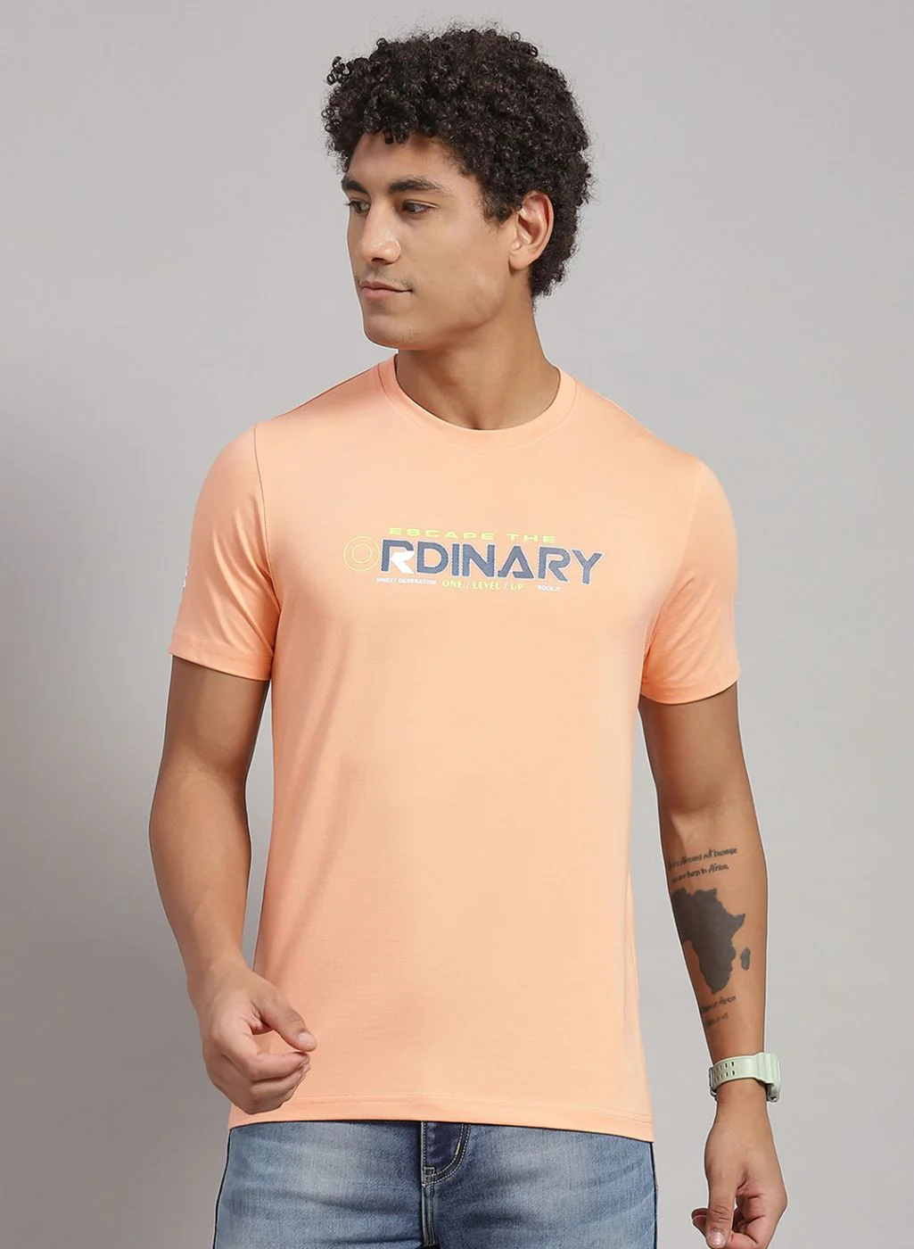 Rock.it Men Peach Printed T-Shirt 2 Pc - Image 2