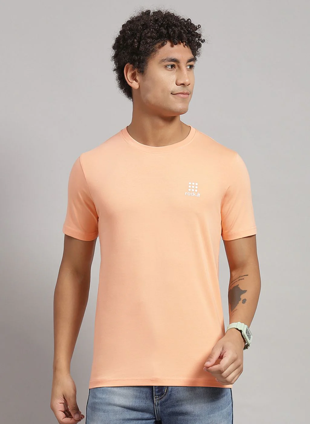Rock.it Men Peach Solid T-Shirt 2 Pc - Image 6
