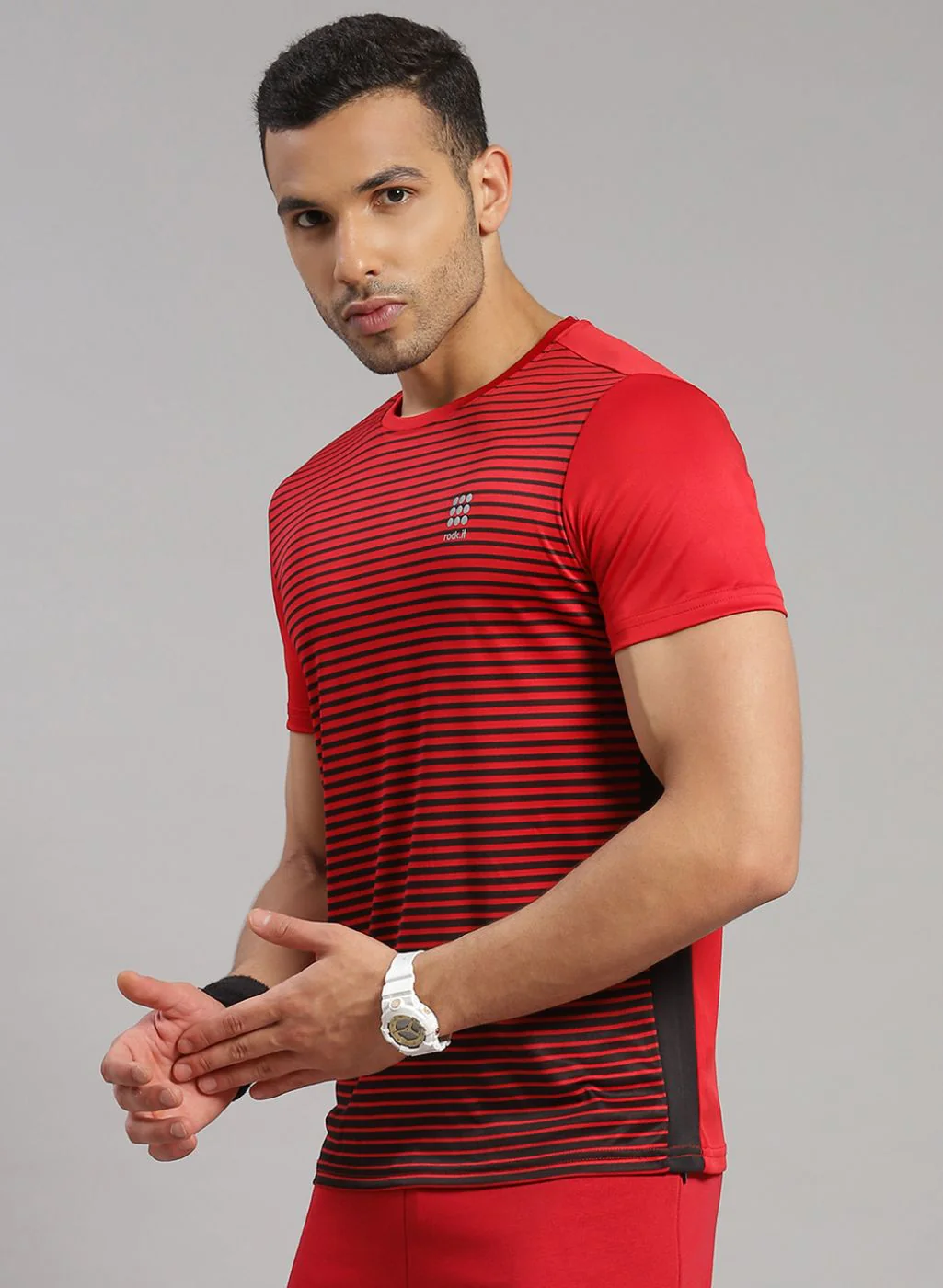 Rock.it Men Red Stripe T-Shirt - Image 3
