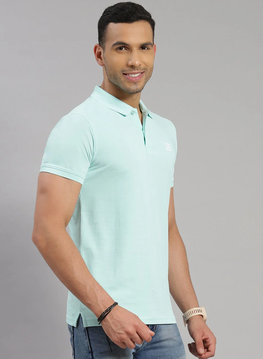 Rock.it Men Sea Blue Solid T-Shirt - Image 4
