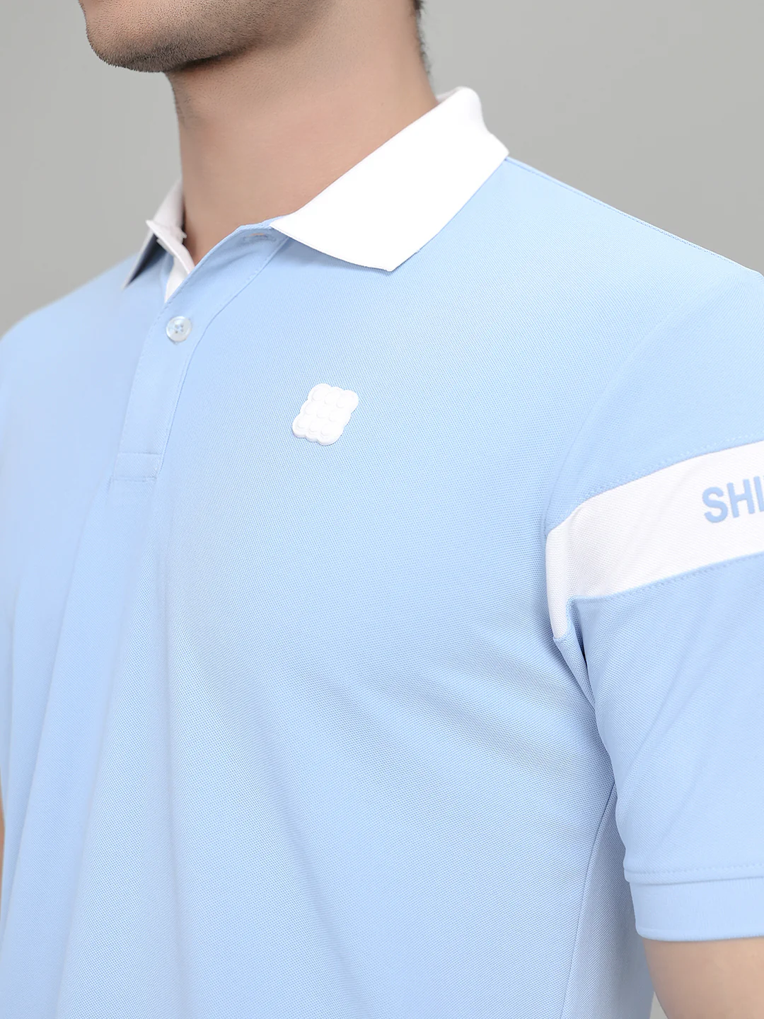 Rock.it Men Sky Blue Printed Collar Half Sleeve T-Shirt - Image 5