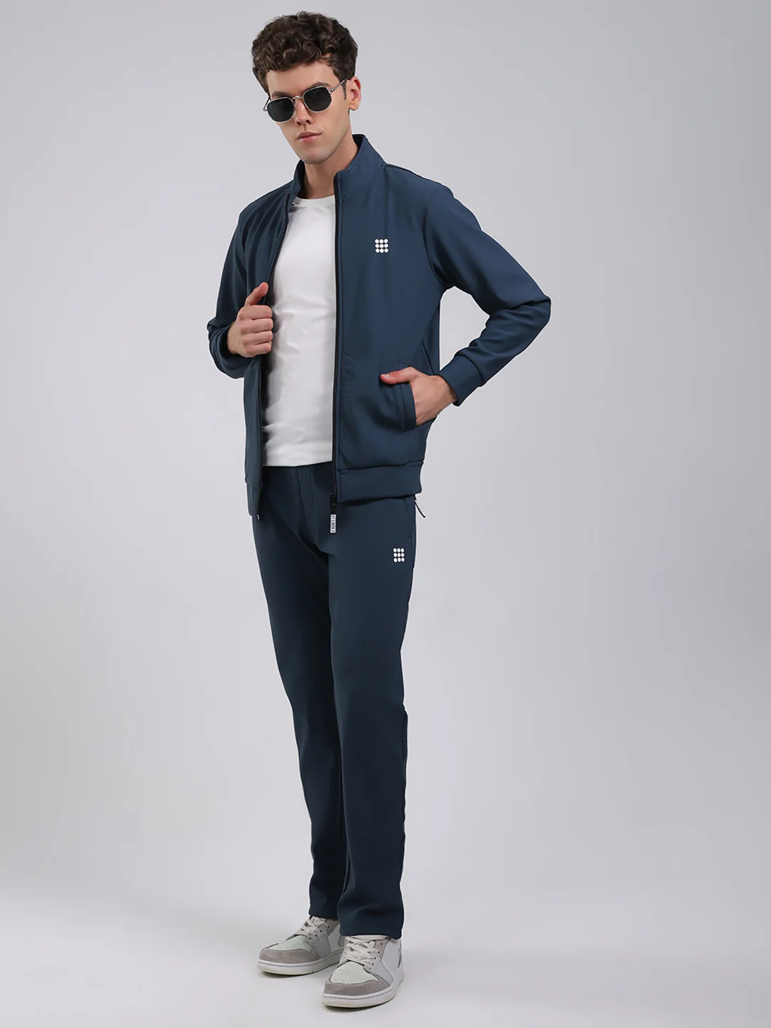 Rock.it Men Teal Blue Solid Round Neck Full Sleeve Winter Tracksuit - Image 2