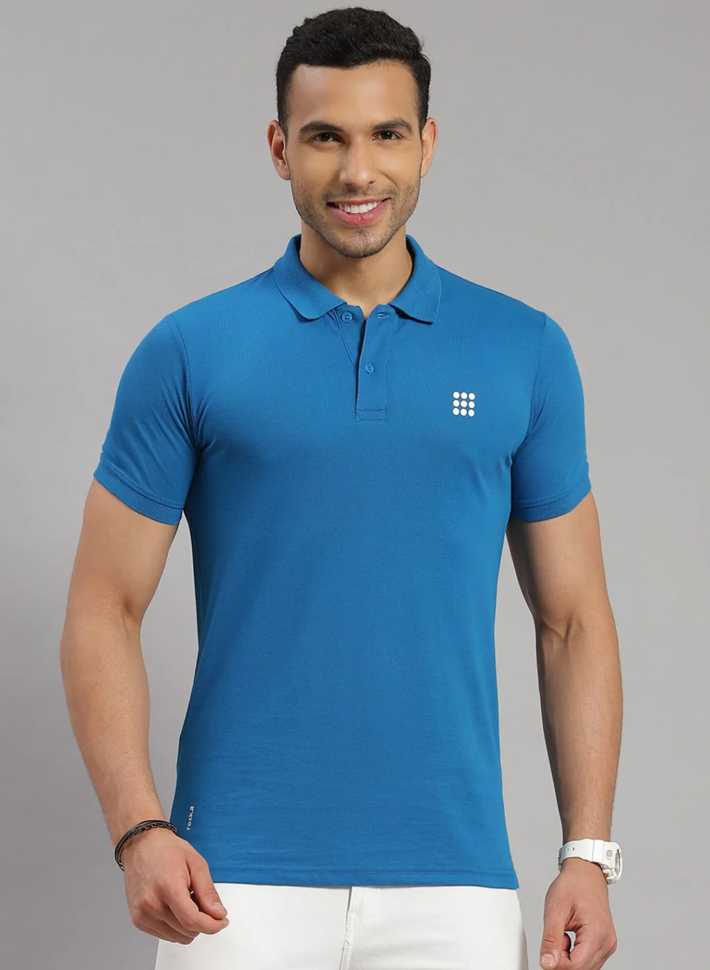 Rock.it Men Turquoise Blue Solid T-Shirt - Image 2