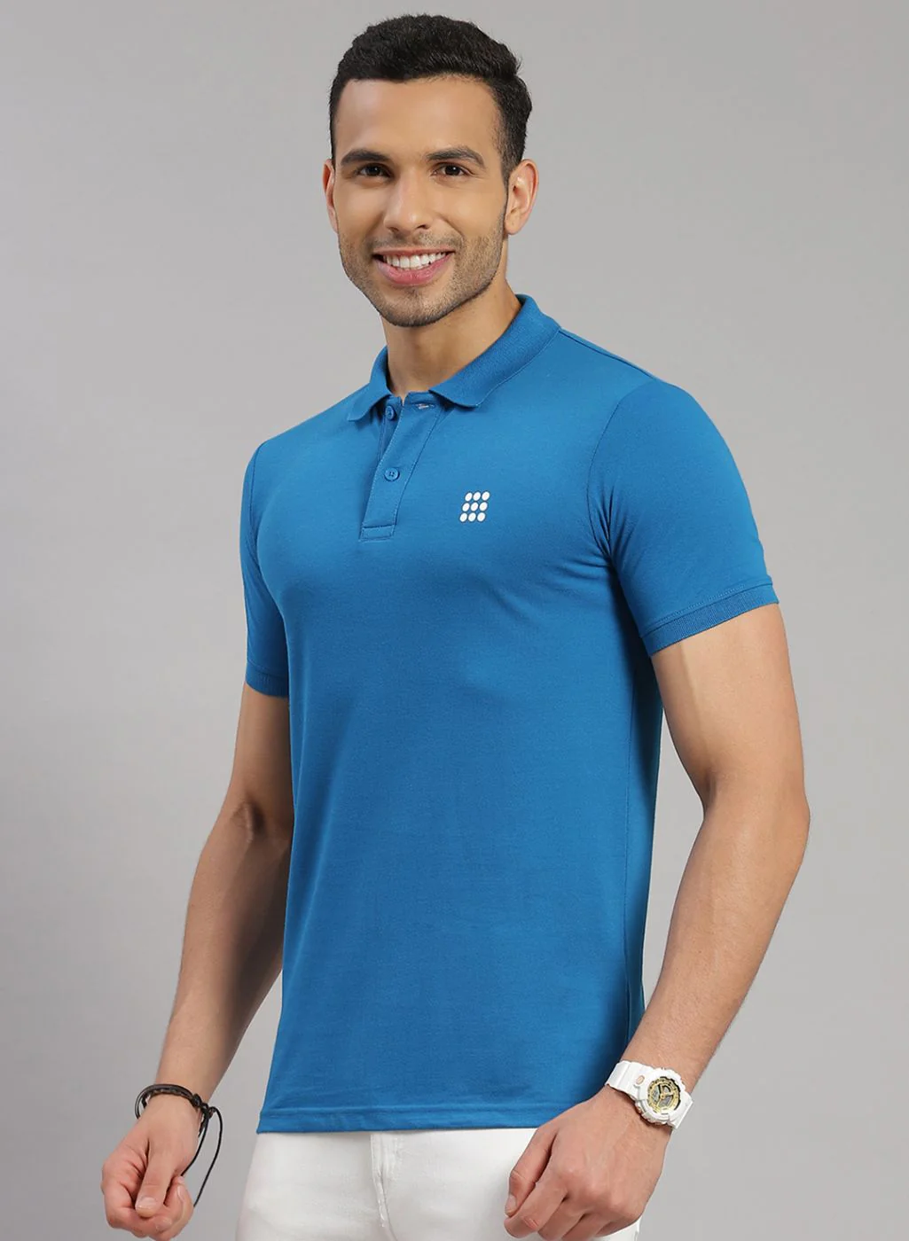 Rock.it Men Turquoise Blue Solid T-Shirt - Image 3