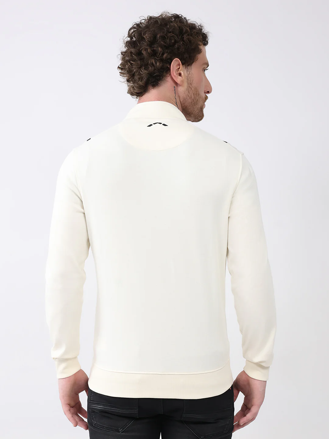 Rock.it Men White Printed Mock Neck Full Sleeve Sweatshirt - Image 5