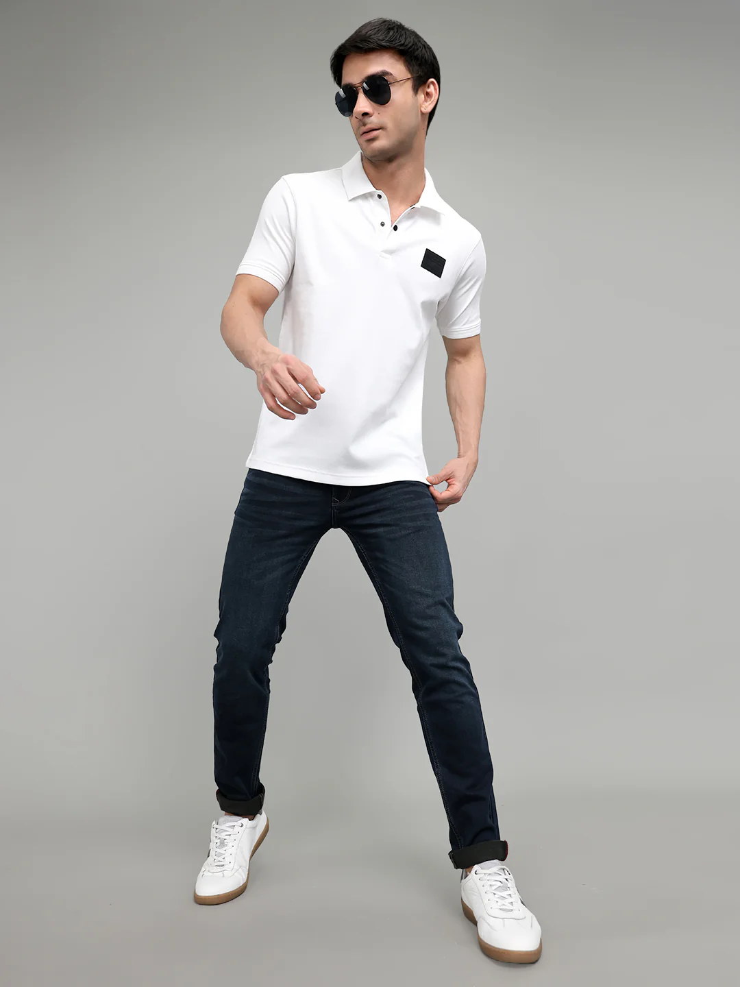 Rock.it Men White Solid Collar Half Sleeve T-Shirt - Image 6