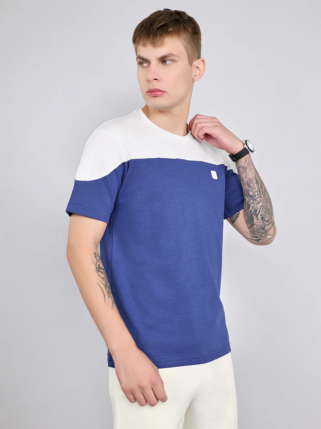 Rock.it Men White Solid Round Neck Half Sleeve T-Shirt - Image 3