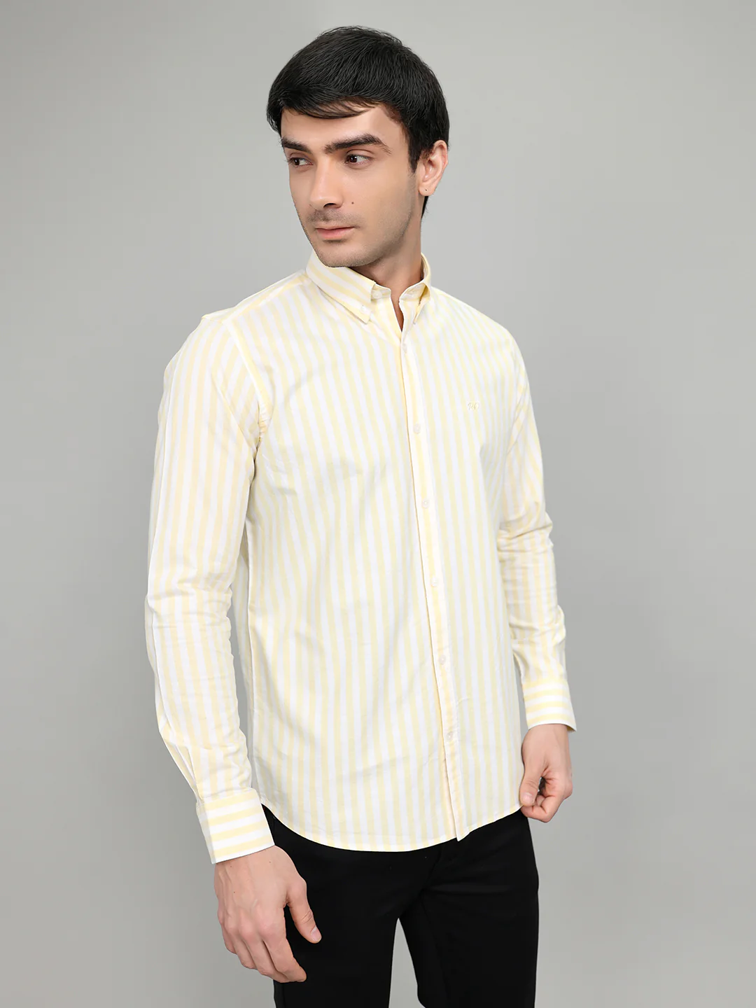 Rock.it Men Yellow Stripe Collar Full Sleeve Shirt - Image 3