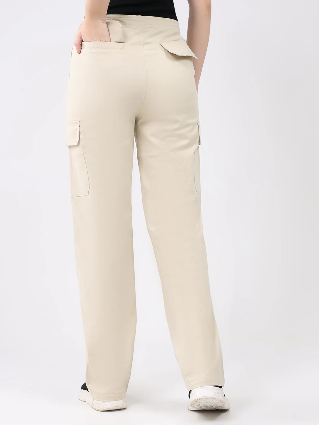 Rock.it Women Beige Solid Straight Fit Cargo - Image 5