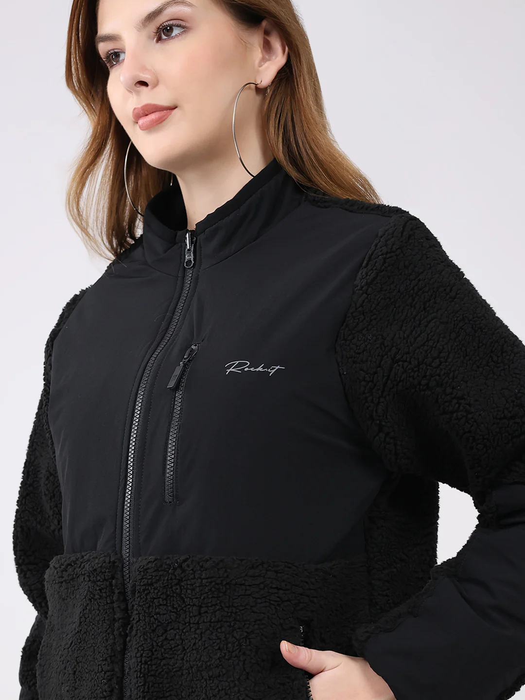 Rock.it Women Black Solid Mock Neck Full Sleeve Reversible Jacket - Image 10