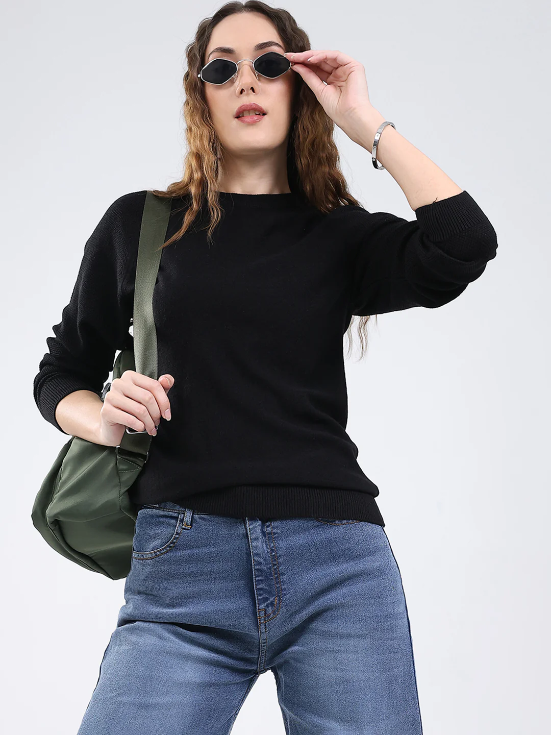 Rock.it Women Black Solid Round Neck Full Sleeve Pullover - Image 6