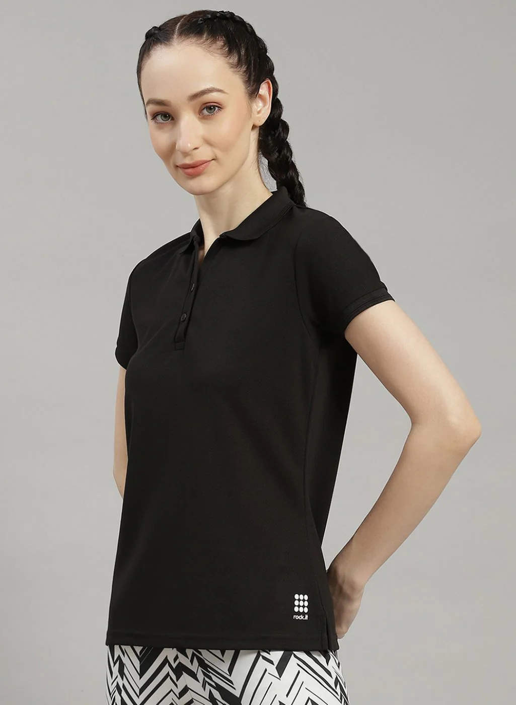 Rock.it Women Black Solid T-Shirt - Image 2