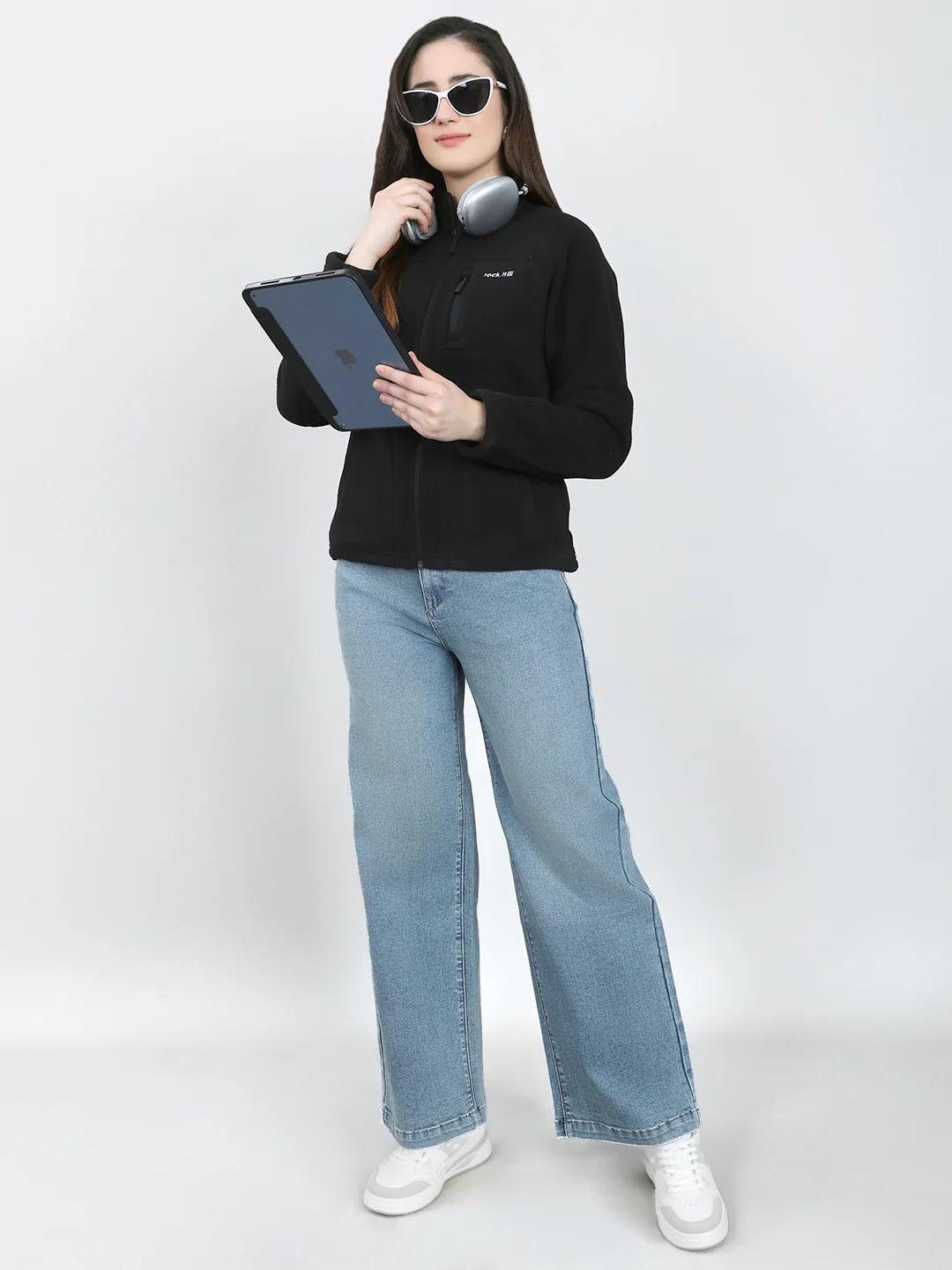 Rock.it Women Black Solid Turtle Neck Full Sleeve Sweatshirt - Image 6