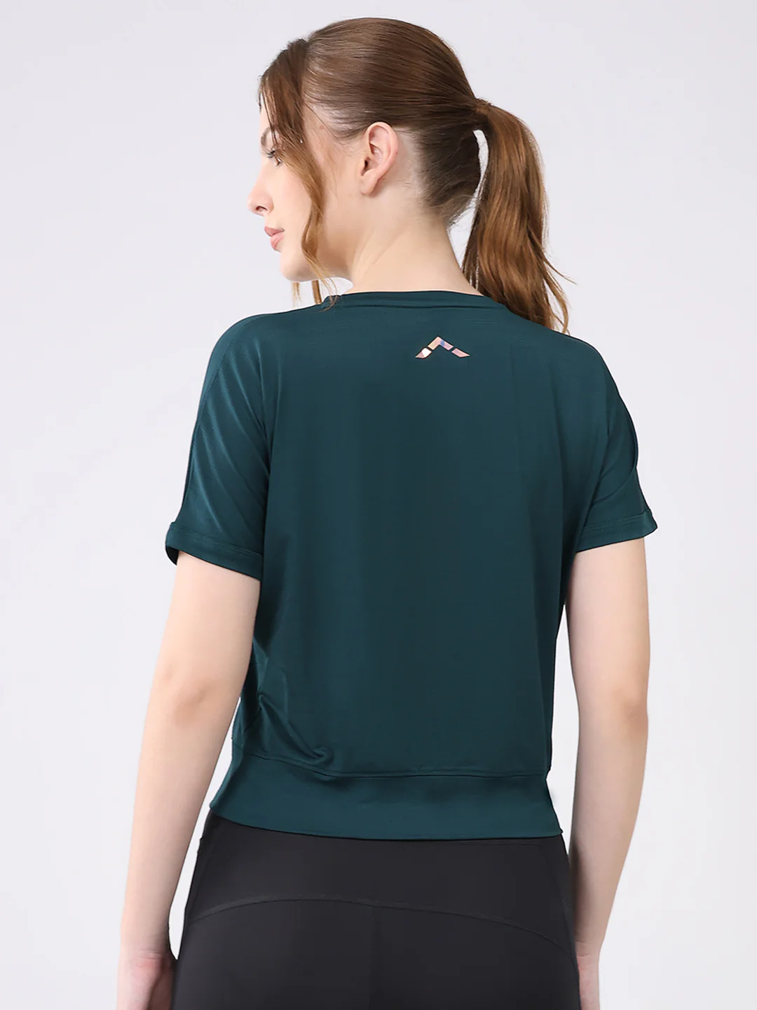 Rock.it Women Green Solid Round Neck Half Sleeve Top - Image 5