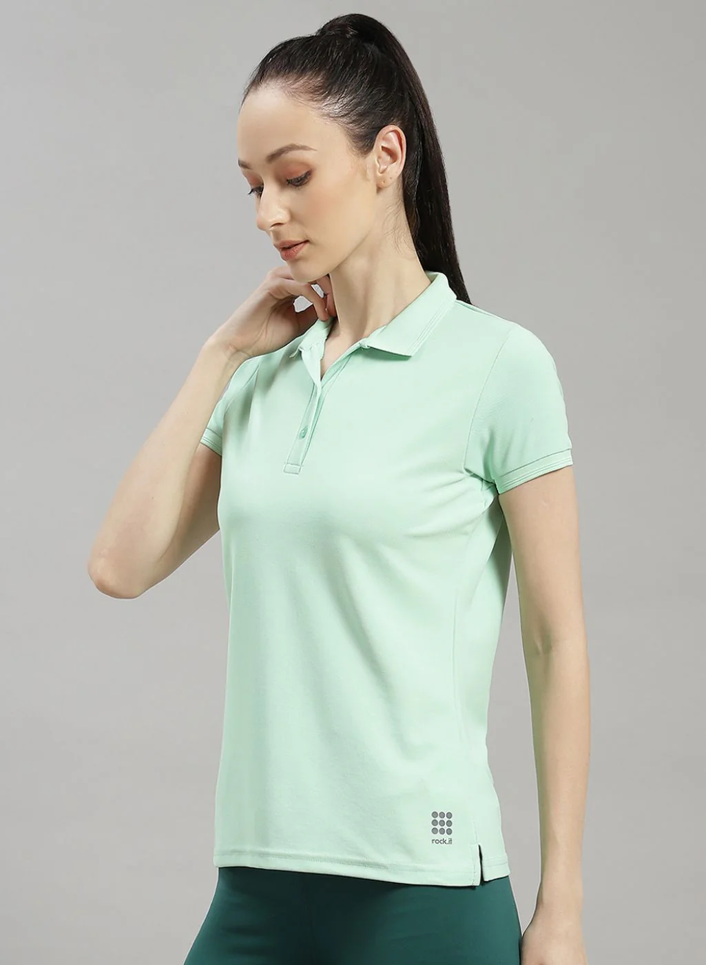 Rock.it Women Green Solid T-Shirt - Image 2
