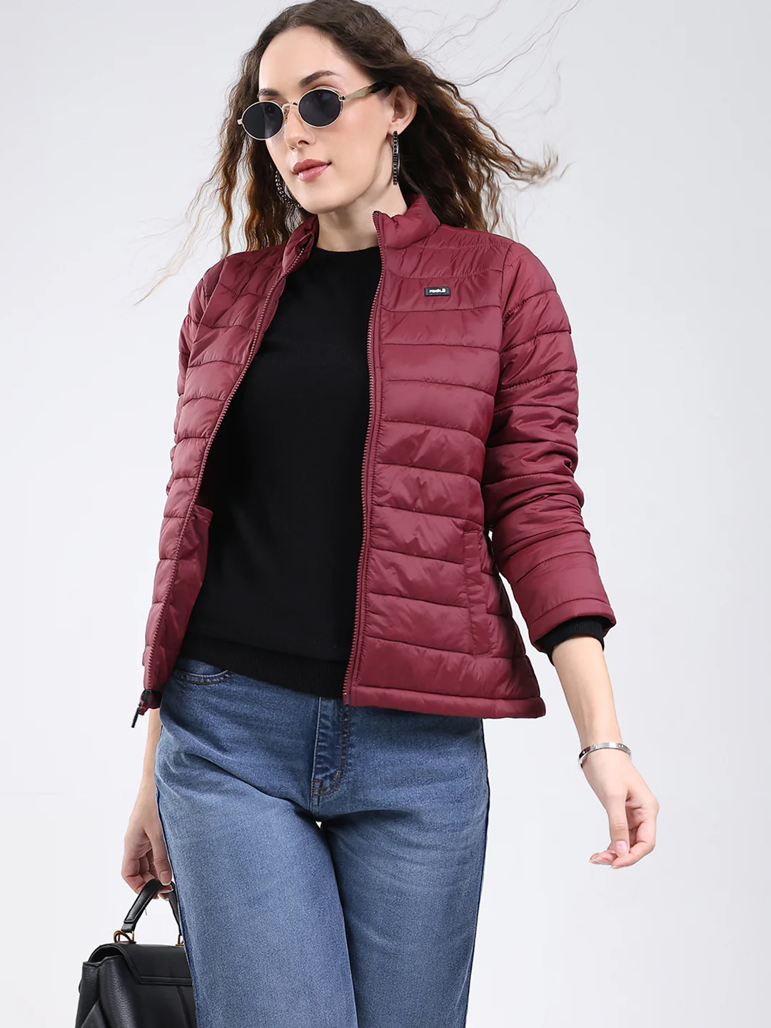 Rock.it Women Maroon Solid Collar Full Sleeve Jacket - Image 6