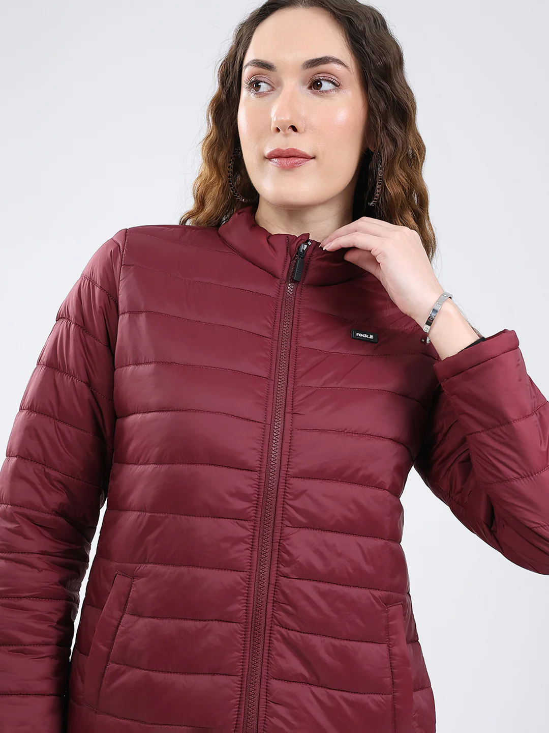 Rock.it Women Maroon Solid Collar Full Sleeve Jacket - Image 7