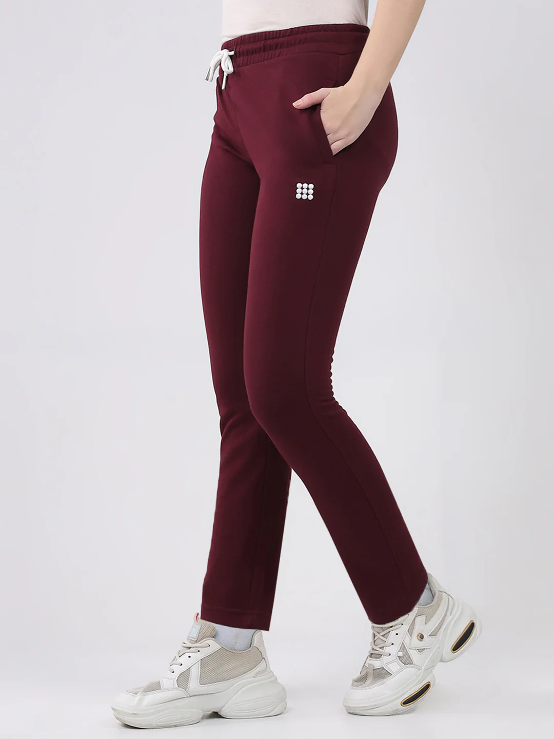 Rock.it Women Maroon Solid Slim Fit Lower - Image 3