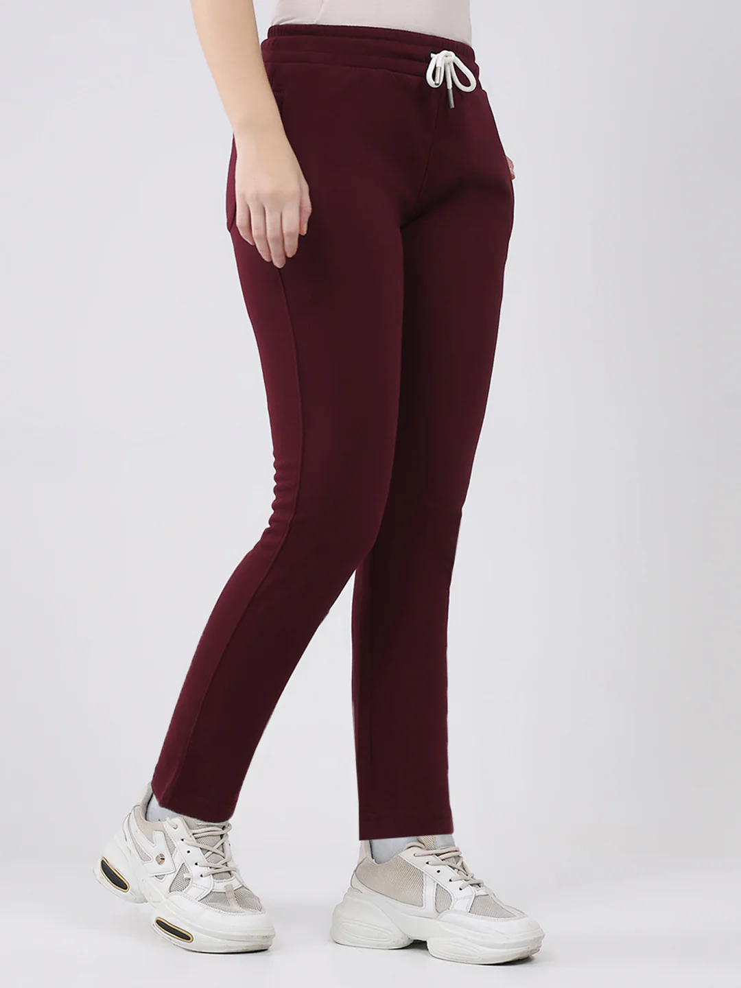 Rock.it Women Maroon Solid Slim Fit Lower - Image 4