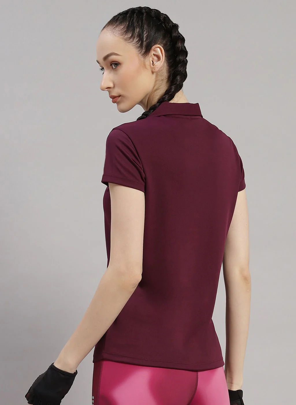 Rock.it Women Maroon Solid T-Shirt - Image 4