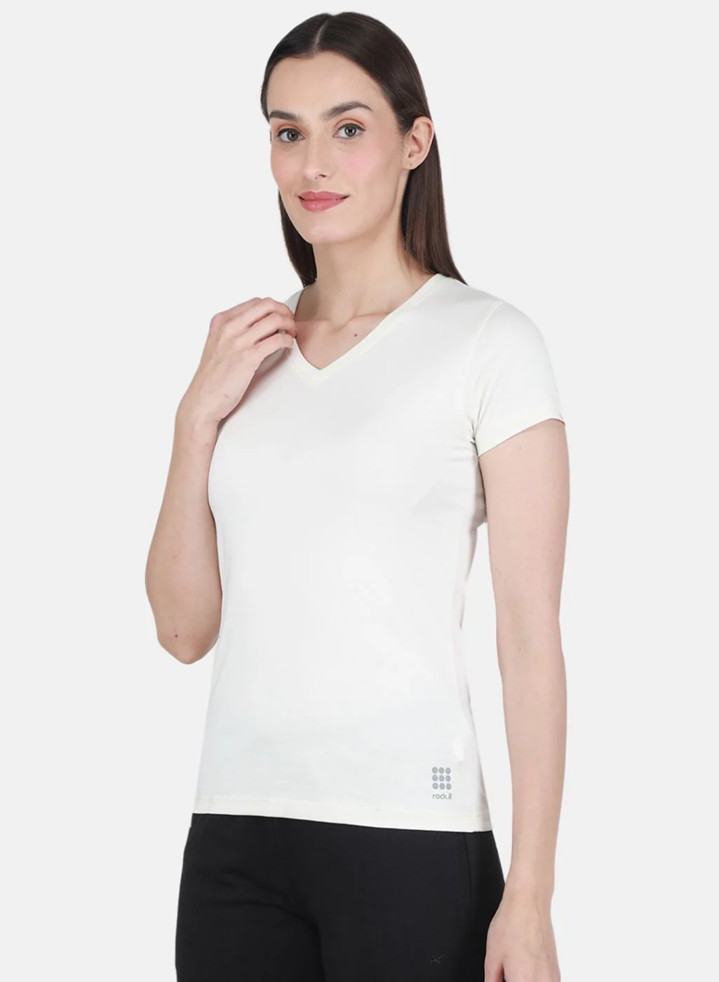 Rock.it Women Off White Solid Top - Image 2