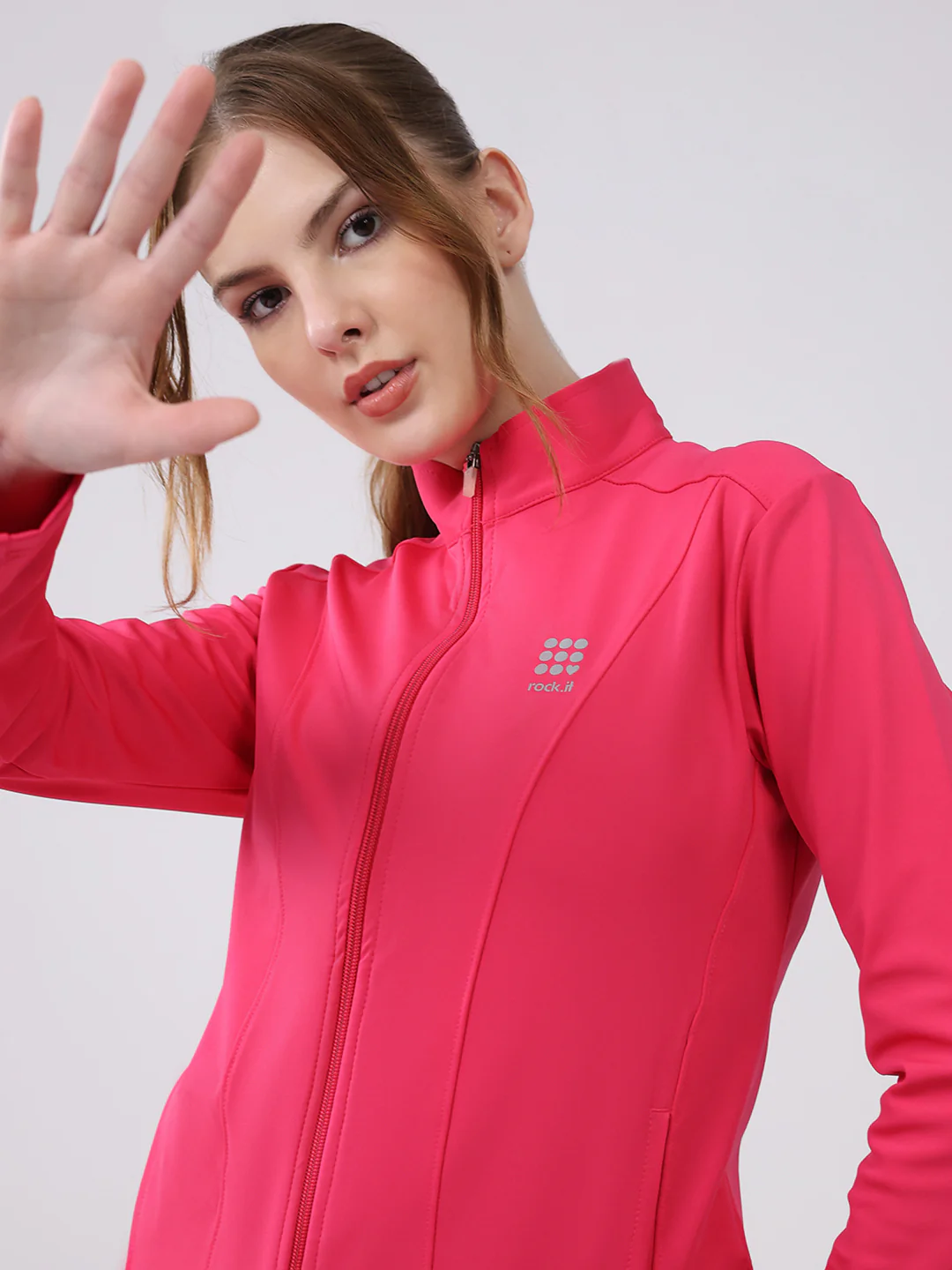 Rock.it Women Pink Solid Collar Full Sleeve Top - Image 7